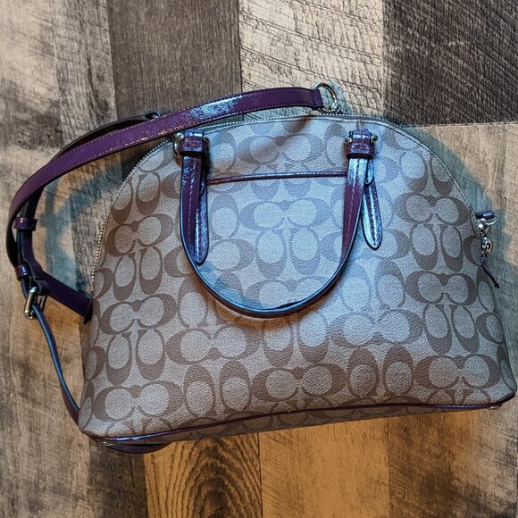 Coach Signature Cora Peyton Dome Satchel Bag Crossbody - Picture 3 of 11